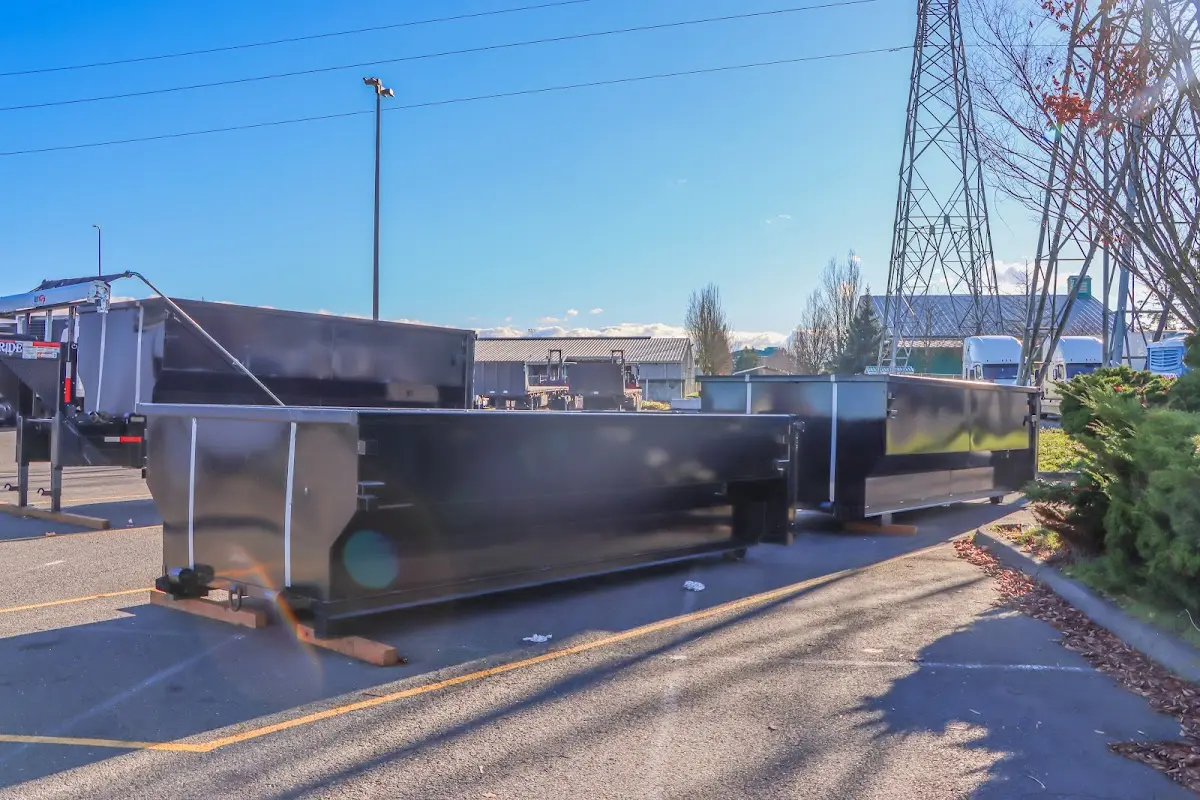 Roll-off dumpster ready for waste disposal at job site for 3 Yard Dumpster Rental in Carmel